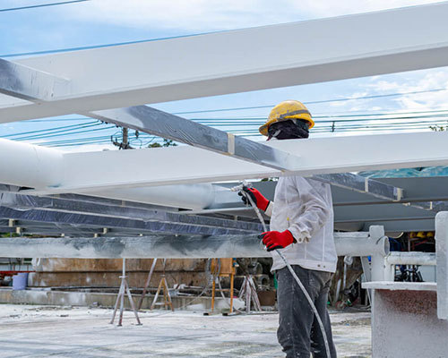 Termoprotecție metal cu vopsea intumescentă aplicată Airless